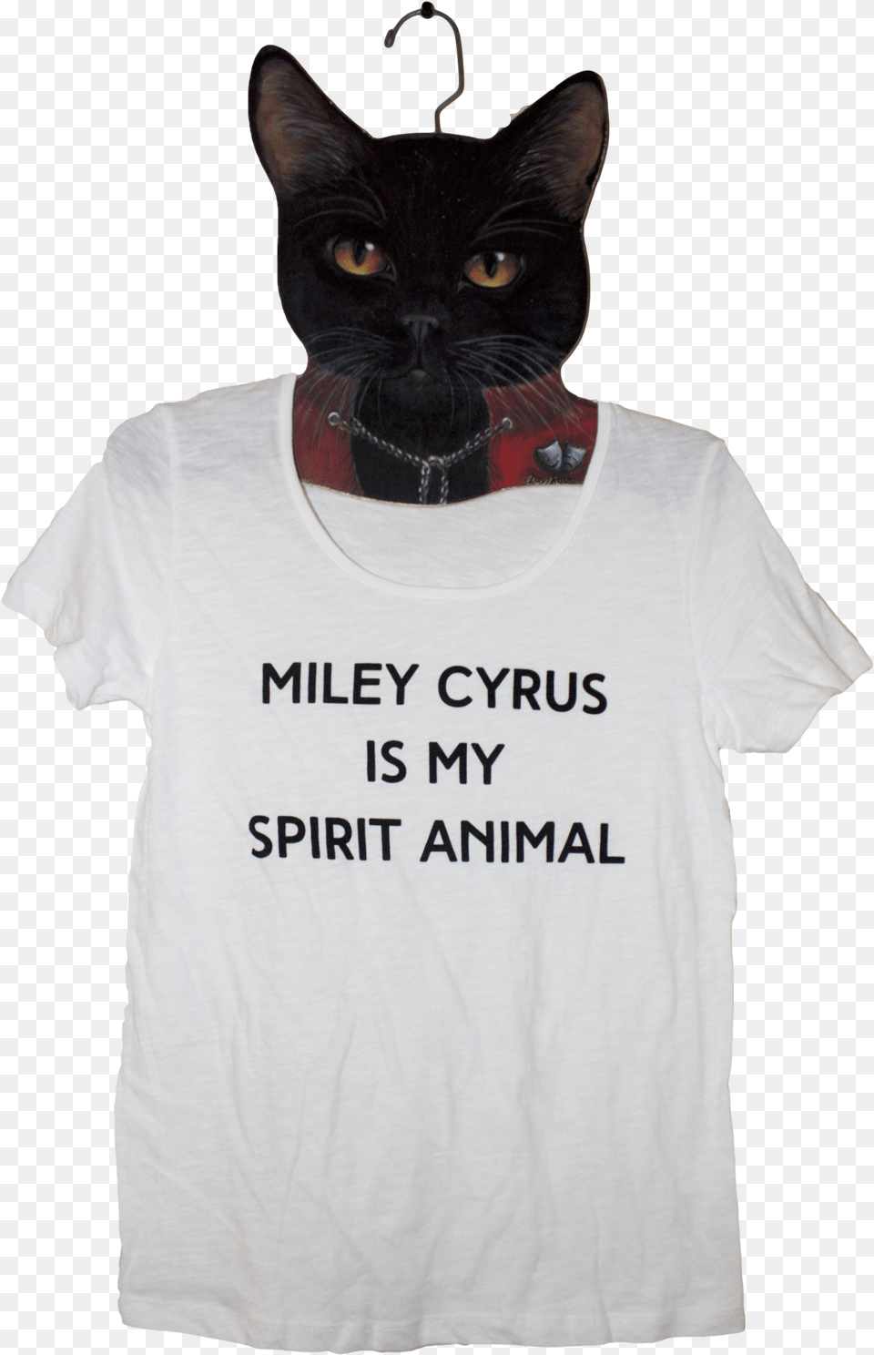Miley Cyrus Is My Spirit Animal Sold By Vampp Black Cat, T-shirt, Clothing, Person, Man Free Png
