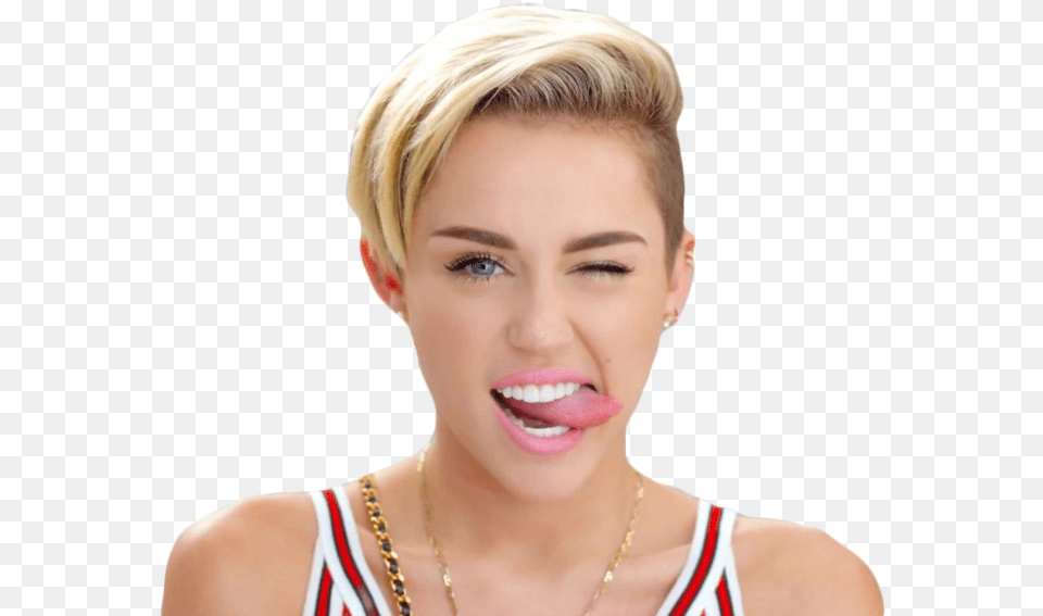 Miley Cyrus Wink Tongue Drawing Miley Cyrus Wink Tongue, Blonde, Hair, Person, Woman Png