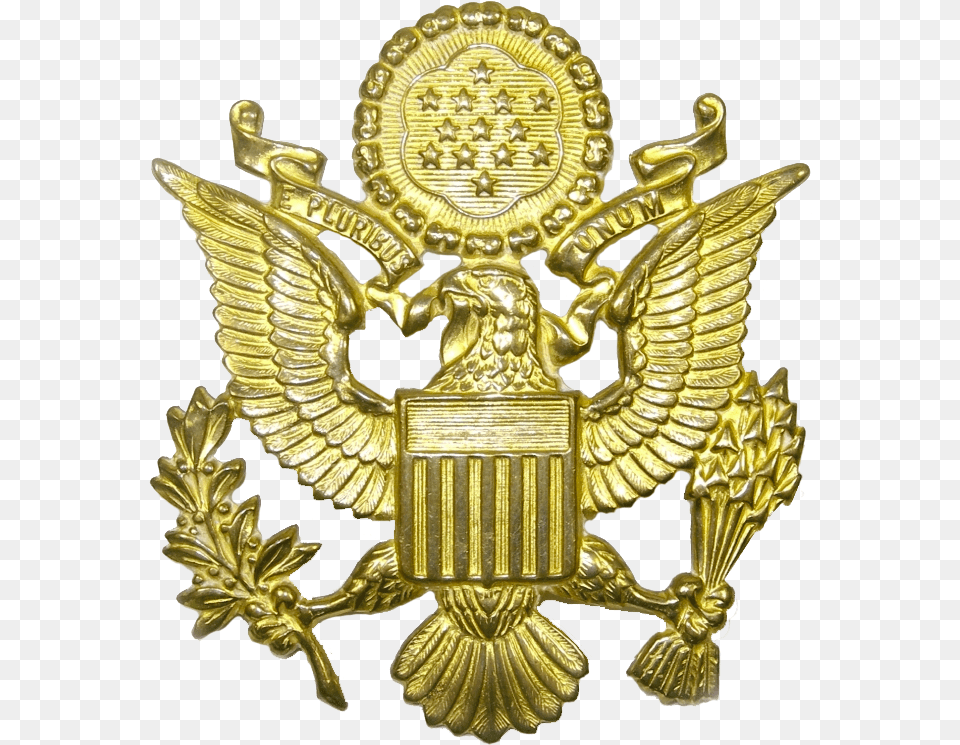 Military American Eagle American Eagle Military Badge, Logo, Symbol, Gold, Emblem Free Transparent Png