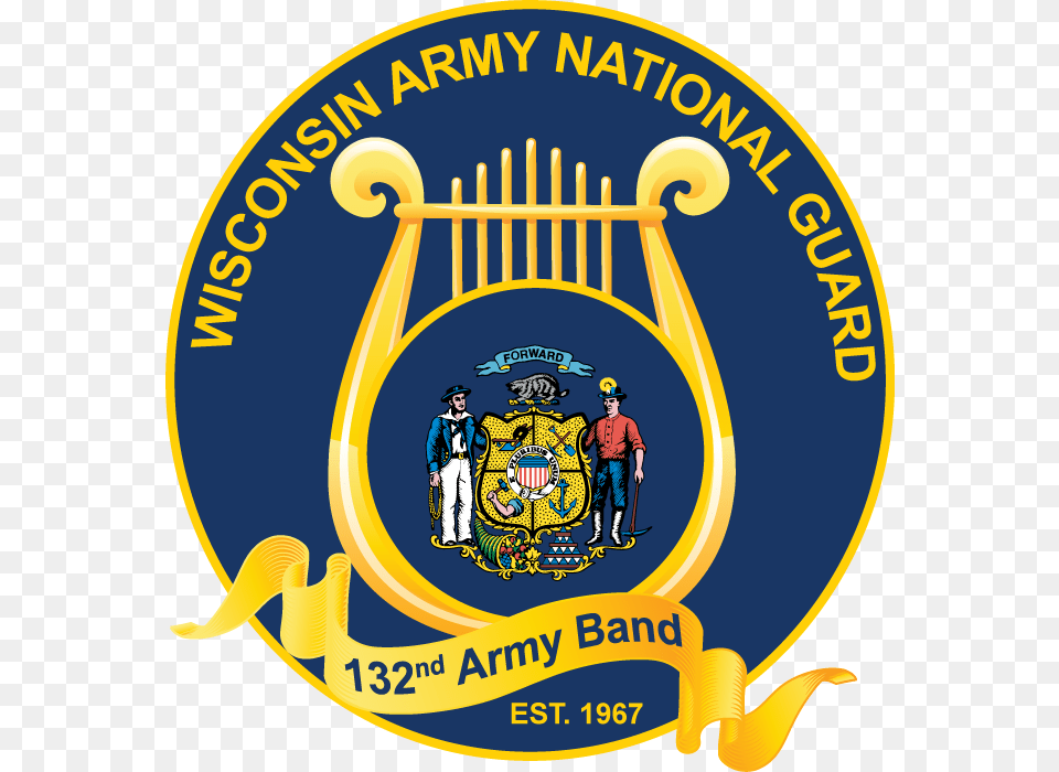 Military Bands Have A Long Tradition Of Supporting Wisconsin State Flag Rectangle Magnet, Badge, Logo, Symbol, Person Free Png Download