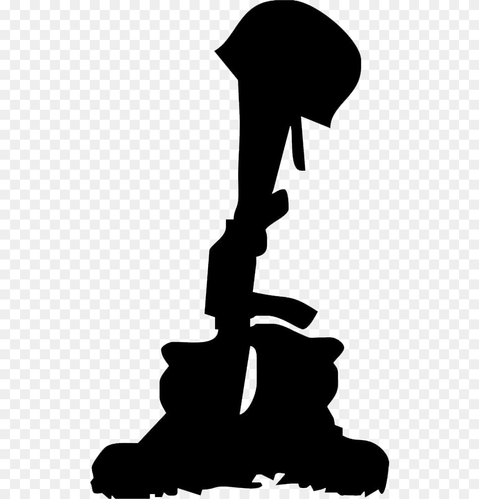 Military Boots With Rifle Fallen Soldier Silhouette, People, Person Free Png Download