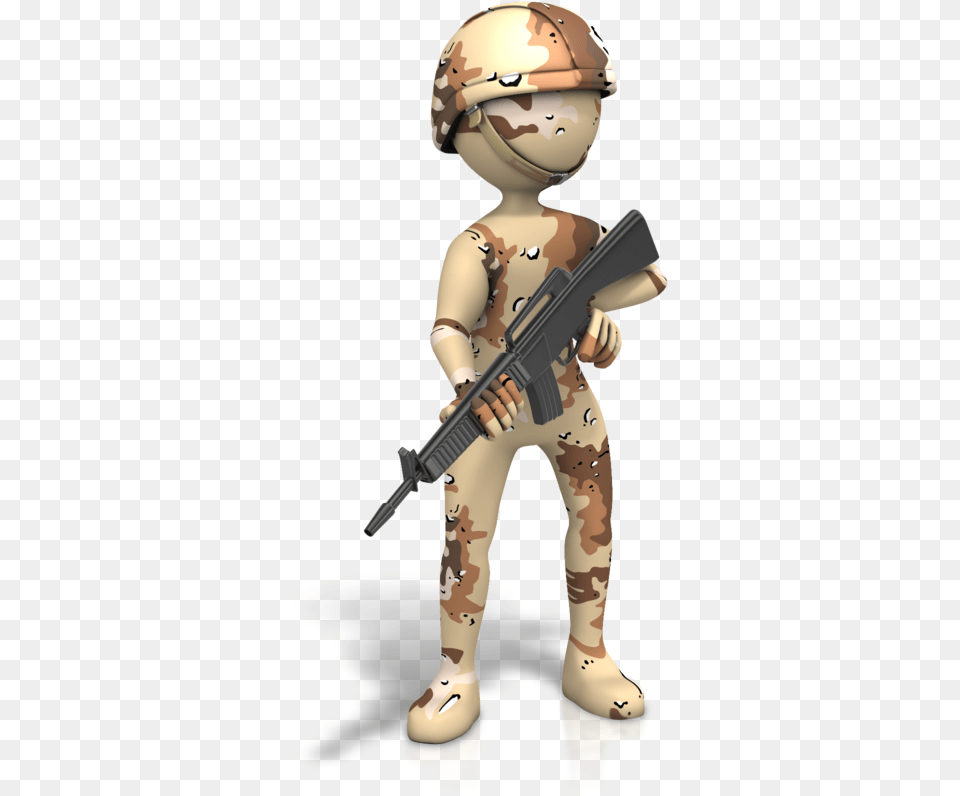 Military Figure Desert Camo Gun 800 Clr Assault Rifle, Firearm, Weapon, Baby, Person Free Png