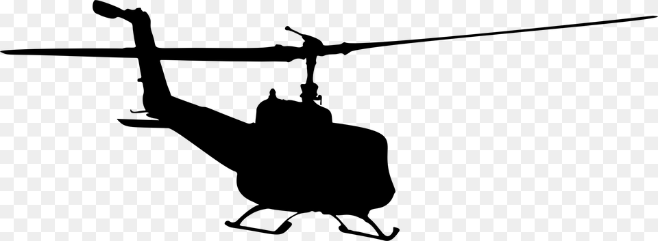 Military Helicopter Aircraft Airplane Clip Art Uh 1 Huey Silhouette, Gray Free Png Download