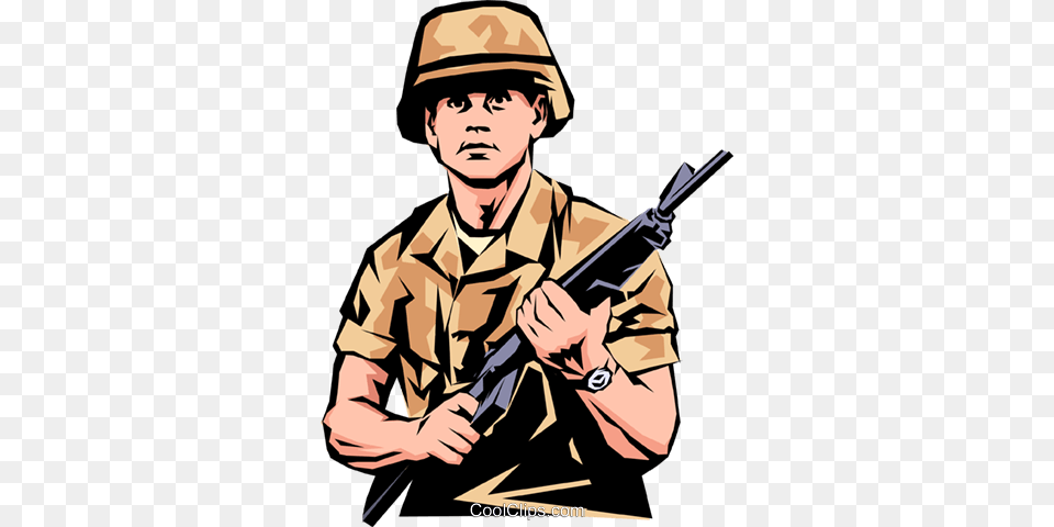Military Man Royalty Vector Clip Art Illustration, Adult, Rifle, Person, Male Free Png