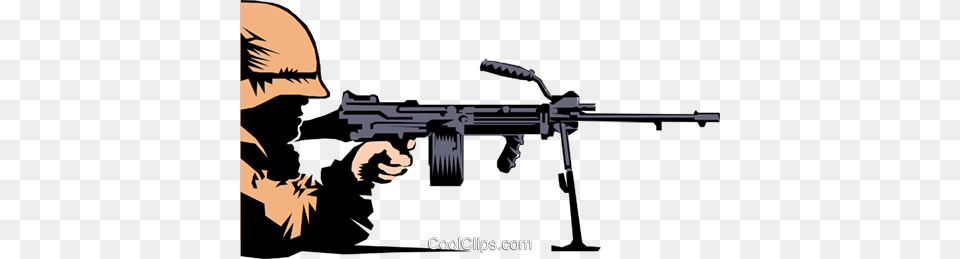 Military Man Royalty Vector Clip Art Illustration, Firearm, Gun, Machine Gun, Rifle Png Image