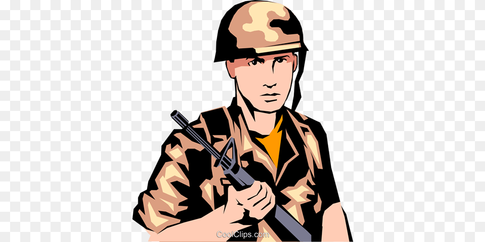 Military Man Royalty Vector Clip Art Illustration, Adult, Rifle, Person, Male Free Transparent Png