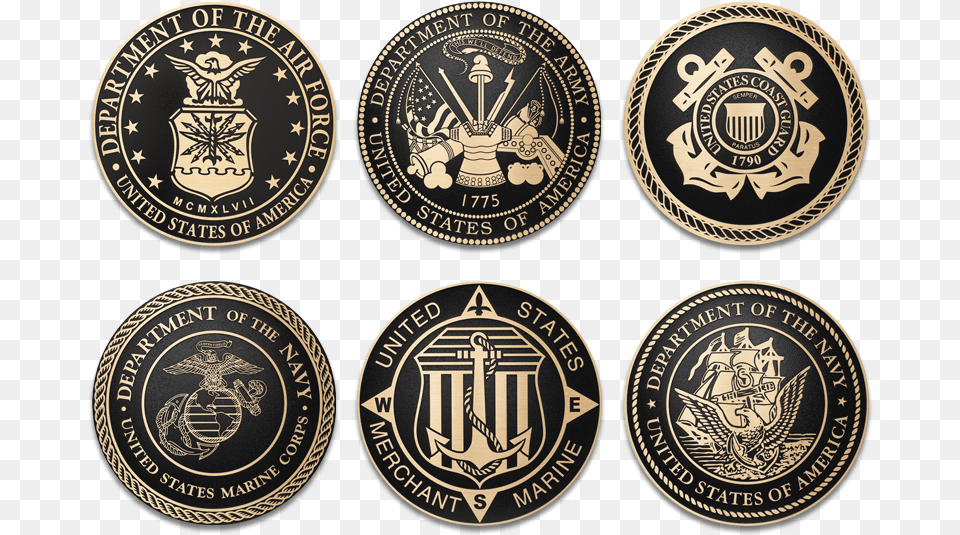 Military Seals Us Military Branches Seals, Coin, Money, Emblem, Symbol Png