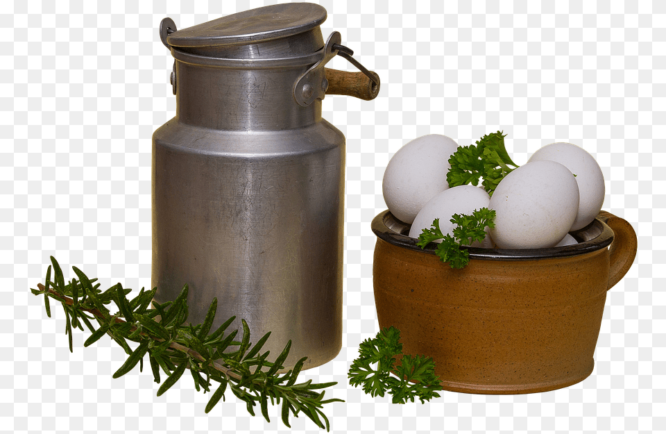 Milk Can Pot Egg The Wax Pot Clay Pot Parsley Pot De Lait, Tin, Food, Plant, Bottle Free Transparent Png