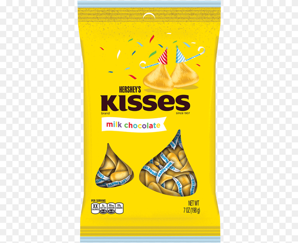 Milk Chocolate Birthday Kisses Yellow 7oz Hershey39s Cnc Kisses Bag, Clothing, Hat, Food, Snack Png Image