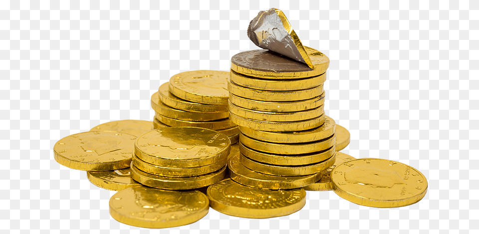 Milk Chocolate Gold Coins Frankford Candy, Treasure, Coin, Money Png