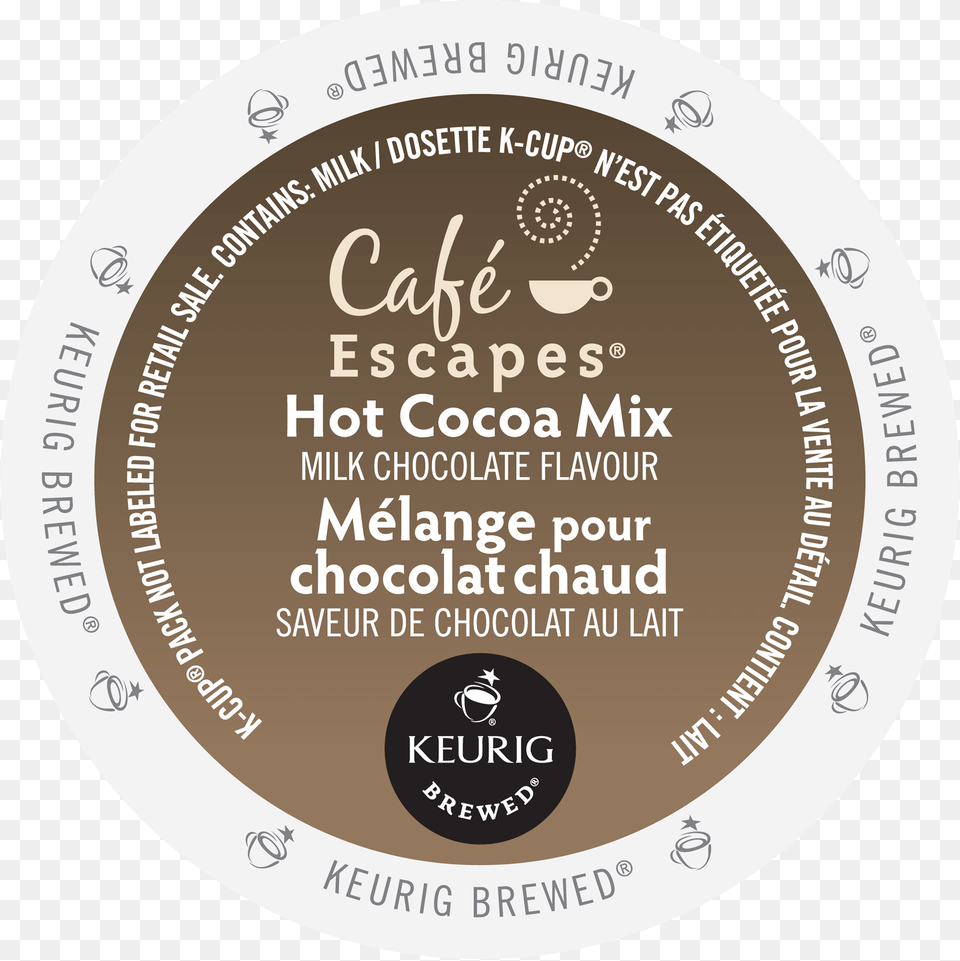 Milk Chocolate Hot Cocoa Cafe Escapes K Cup Ca General Eye Shadow, Disk, Advertisement, Poster, Plaque Free Png