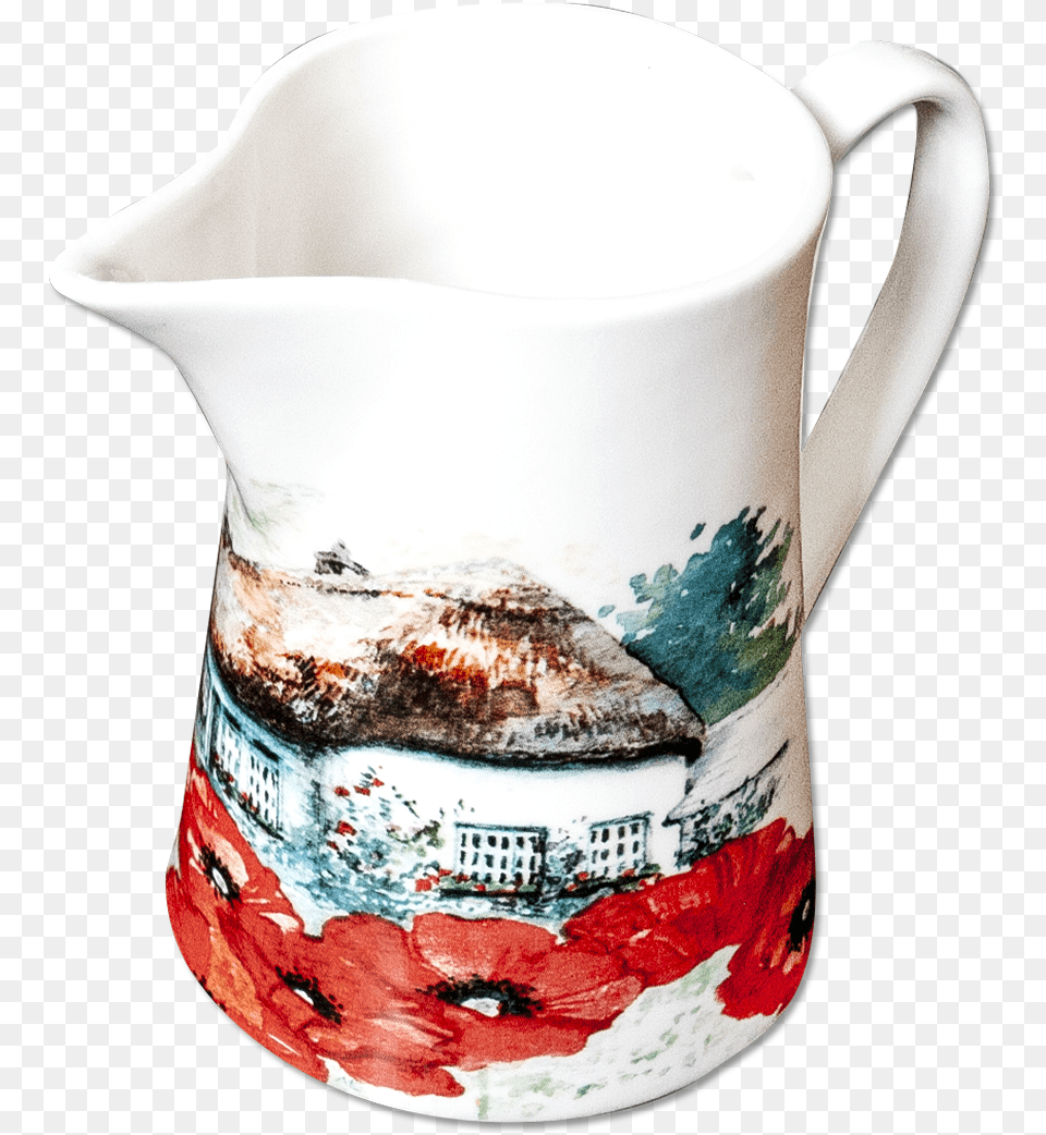 Milk Jug In Oriental Poppy Design Ceramic, Water Jug, Cup Free Png Download