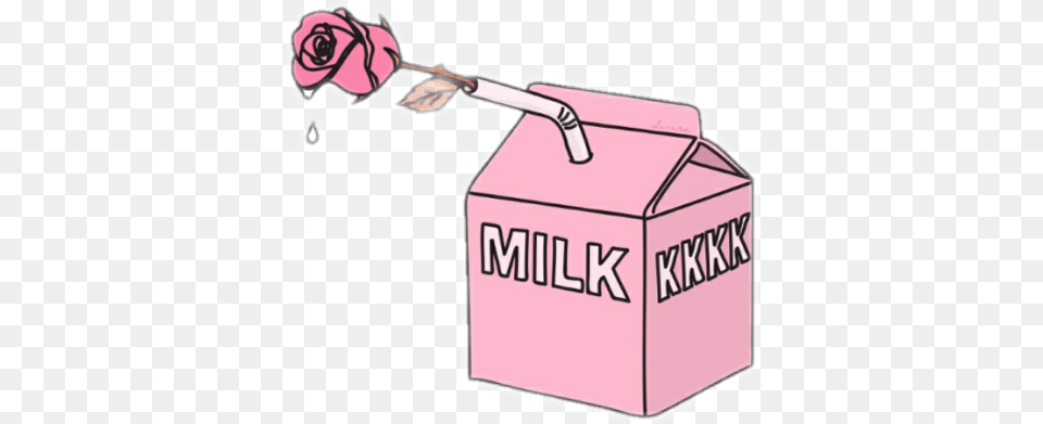 Milk Leche Pink Cute Grunge Tumblr Pink Aesthetic, Flower, Plant, Rose, Box Png Image