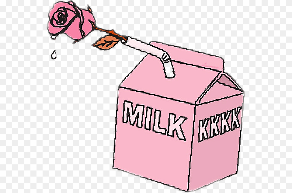 Milk Rose Cigarette Pinkfreetoedit Strawberry Milk Transparent Cartoon, Box, Cardboard, Carton, Flower Png Image