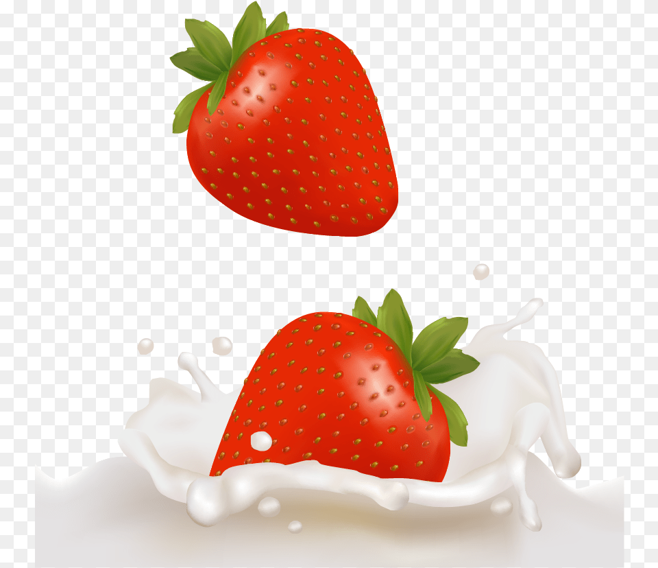 Milk Strawberry, Berry, Food, Fruit, Plant Png