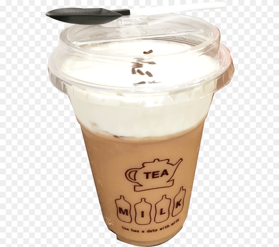 Milk Tea With Cheese Cream Puff Tom And Jerry, Beverage, Cup, Dessert, Food Png Image