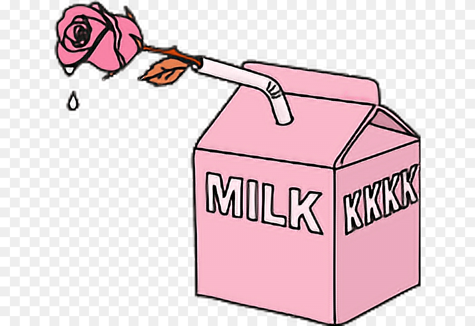 Milk Tumblr Cute Hd Edit Iconic I Love Milk, Box, Cardboard, Carton, Flower Png Image