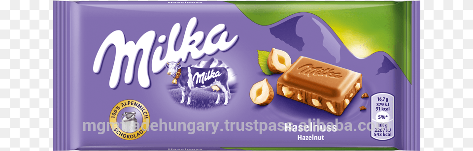 Milka 100g Hazelnut Chocolate Milka, Food, Sweets, Dairy, Animal Free Transparent Png