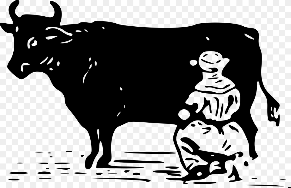 Milking A Cow Clip Arts Milking Cow Black And White, Gray Free Png