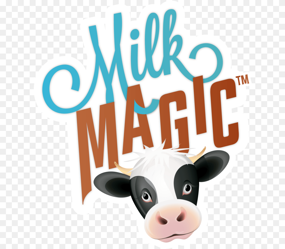 Milkmagic Logo Color White Border 01 Magic Straws, Animal, Cattle, Cow, Livestock Free Transparent Png