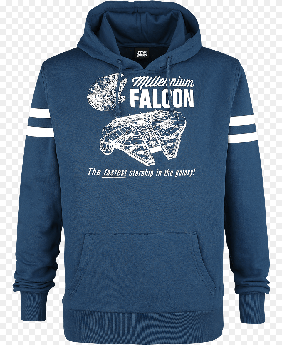 Millenium Falcon Blue Hooded Sweater Roughened Insideribbed Hoodie, Clothing, Knitwear, Sweatshirt, Hood Free Transparent Png