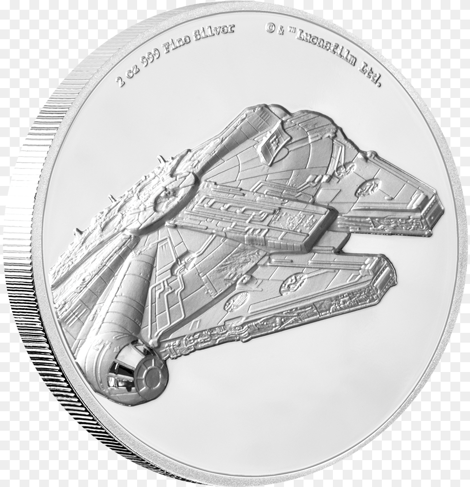 Millennium Falcon 2 Oz Emkcom Star Wars Silver Coin Png