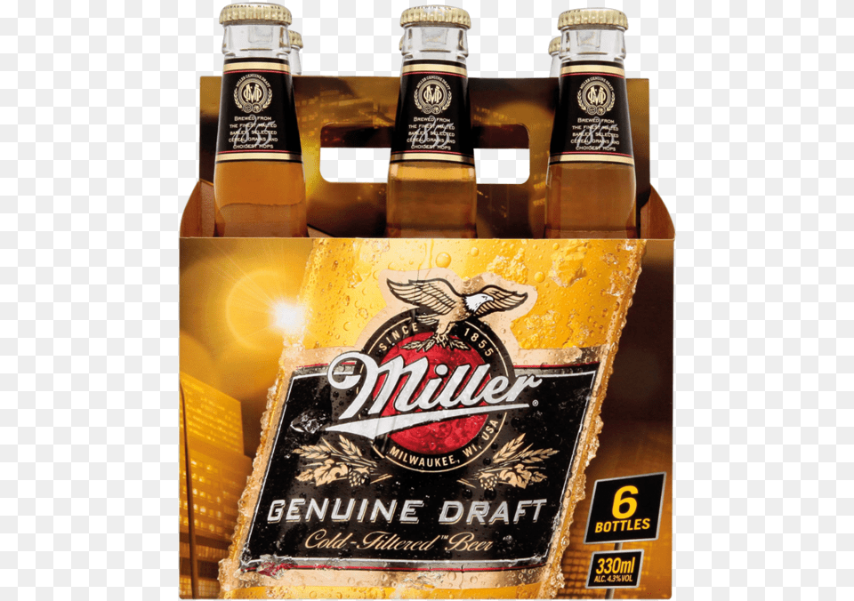 Miller Genuine Draft, Alcohol, Beer, Beer Bottle, Beverage Free Png Download