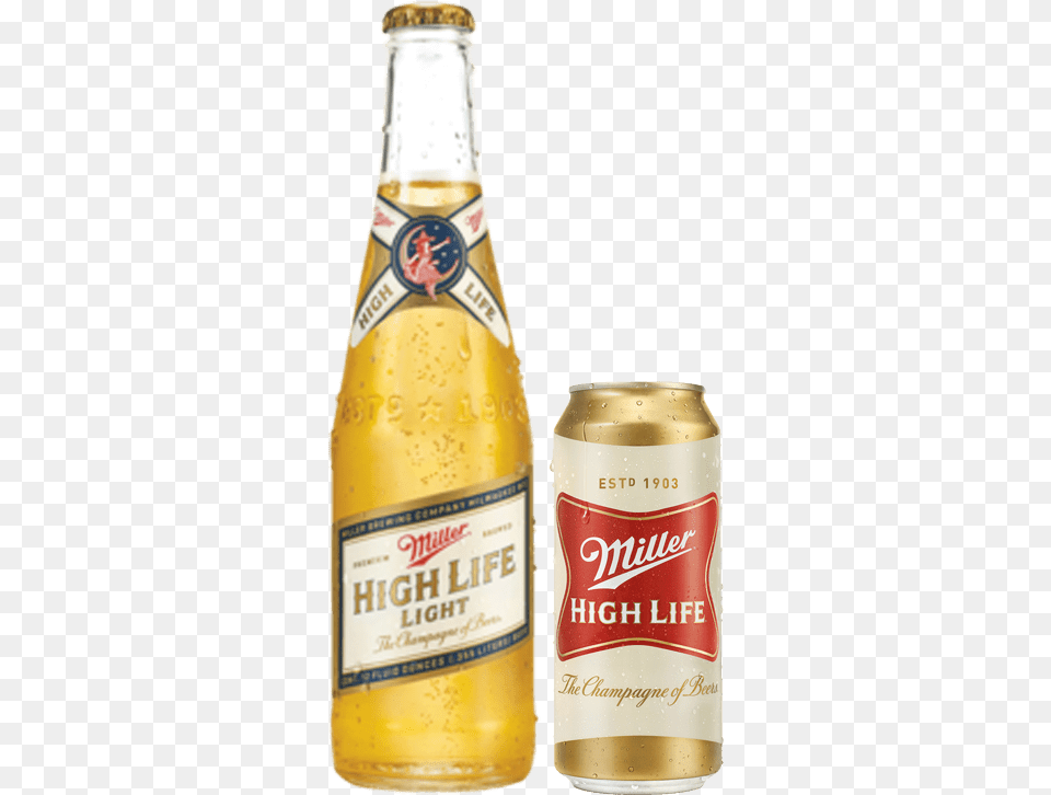 Miller High Life 12 Oz Bottle, Alcohol, Beer, Beverage, Lager Png