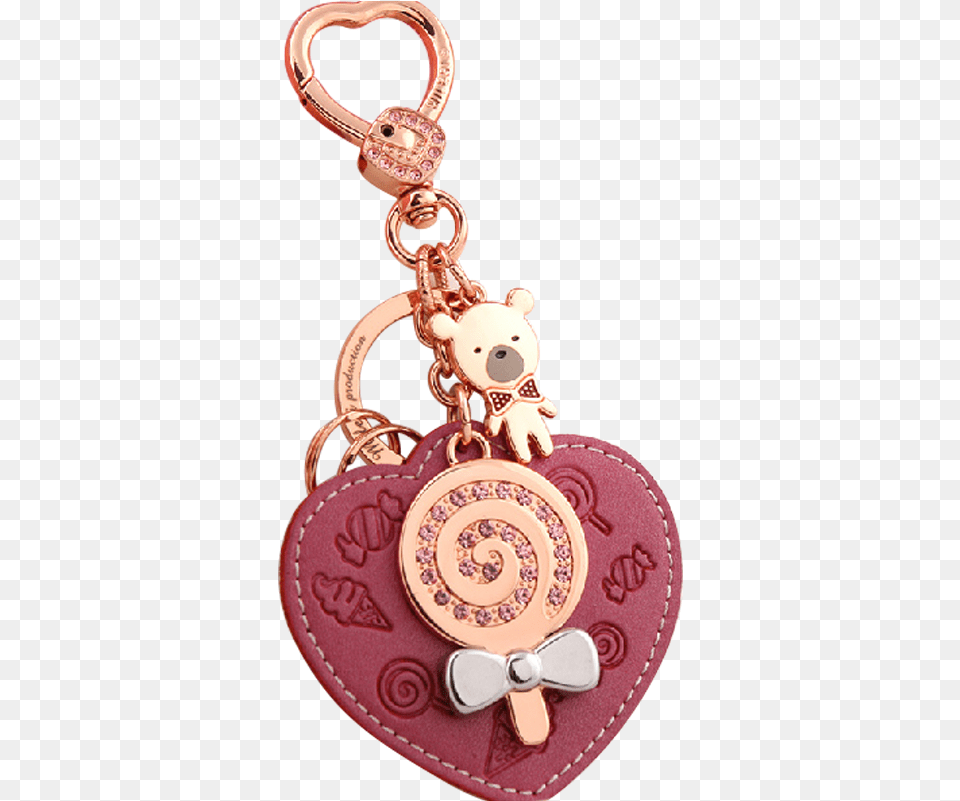 Millers Leather Keychain Female Car Key Chain Bag Pendant Milesi Heart Cartoon Keychain Pink One Size, Accessories, Earring, Jewelry, Locket Free Png Download