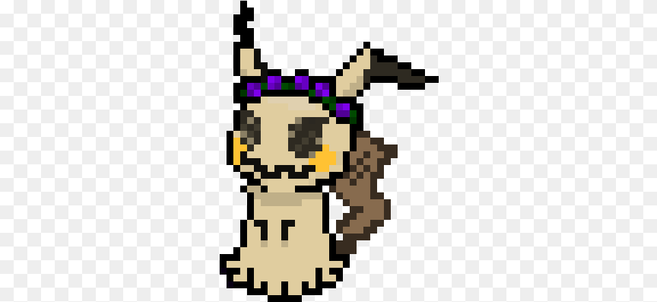 Mimikyu With A Flower Crown Pixel Art Maker Cartoon, Animal, Mammal Free Png