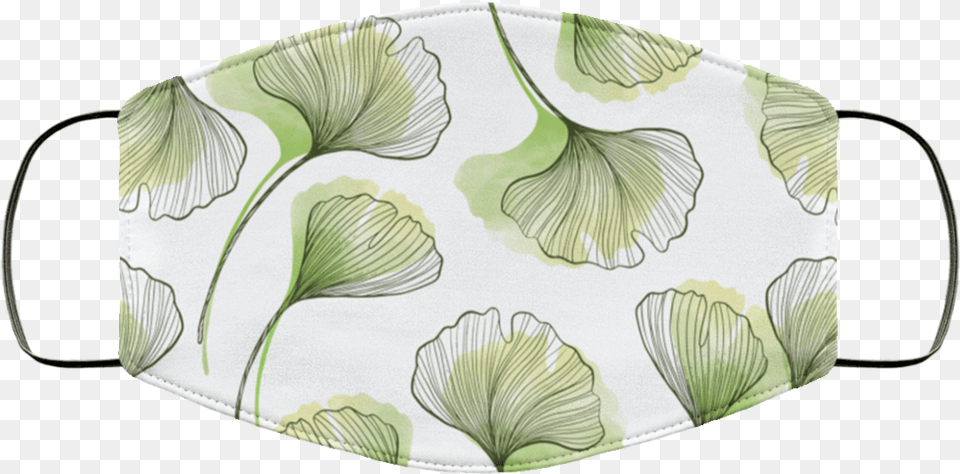 Mimimalist Watercolor Leaves Face Mask Washable Reusable Maidenhair Tree, Accessories, Plant Png Image