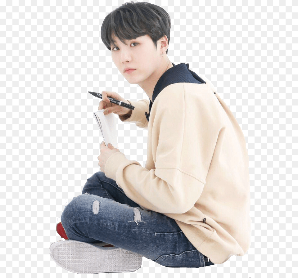 Min Yoongi, Teen, Sitting, Person, Male Free Png Download