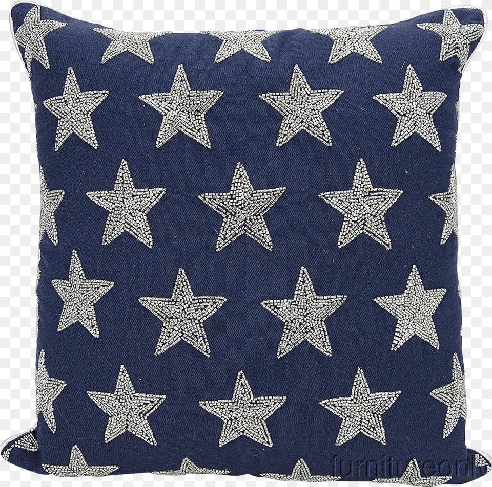 Mina Victory By Nourison Handcrafted Beaded American Stars Pillow Fleece Fabric Teal And Orange And Brown, Cushion, Flag, Home Decor, Symbol Free Transparent Png