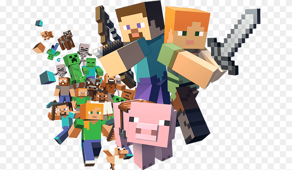 Minecraft, Art, Collage, Toy Free Png Download