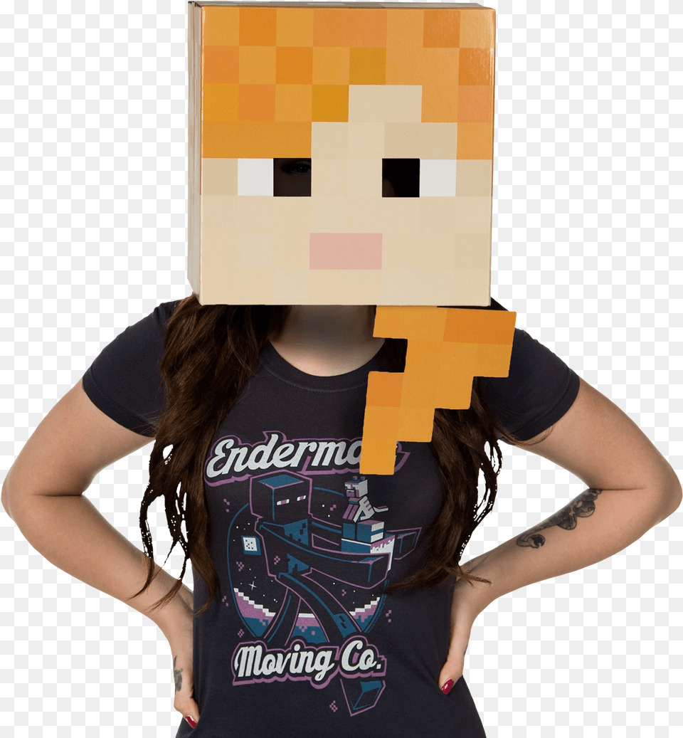 Minecraft Alex Head Mask, Clothing, T-shirt, Person, Shirt Png Image