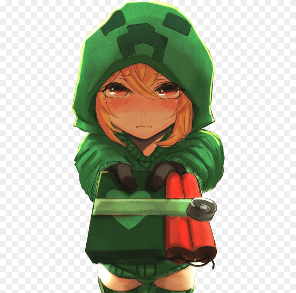 Minecraft Anime Creeper Girl Hd Minecraft Creeper Anime Girl, Baby, Person, Face, Head Png