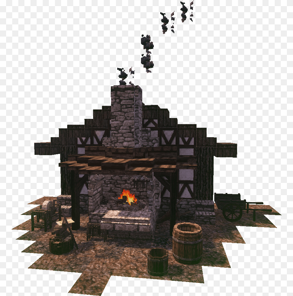 Minecraft Blacksmith Forge Design, Fireplace, Hearth, Indoors Free Png Download