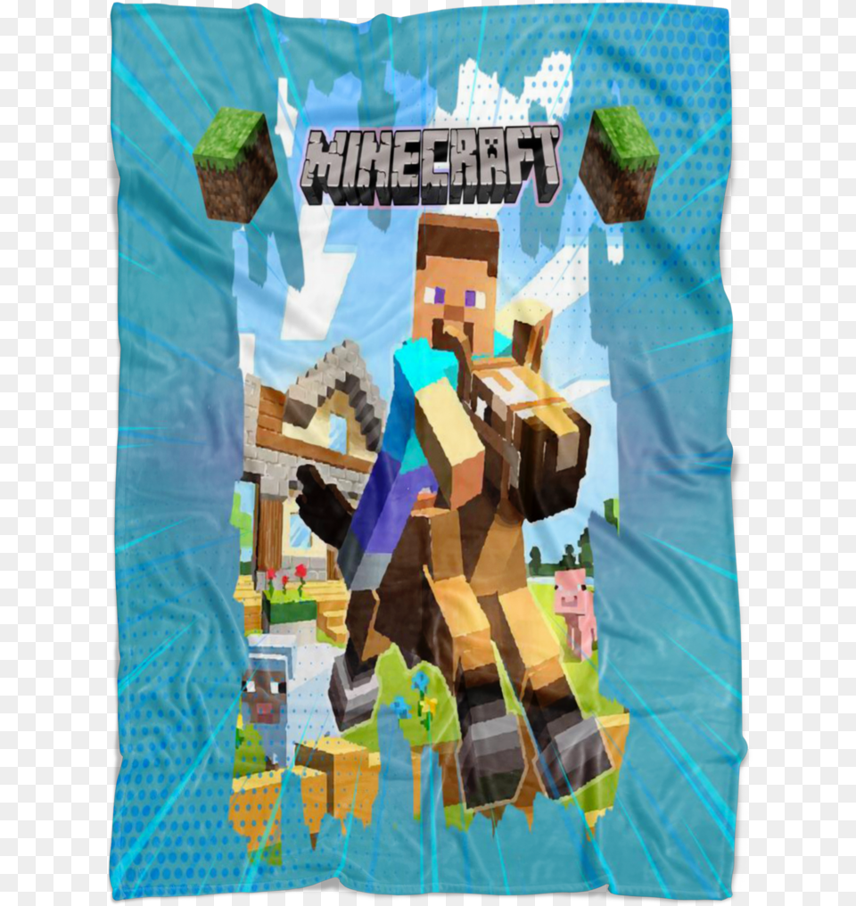 Minecraft Blanket Steven Ride A Horse Minecraft, Art, Collage, Person Free Transparent Png