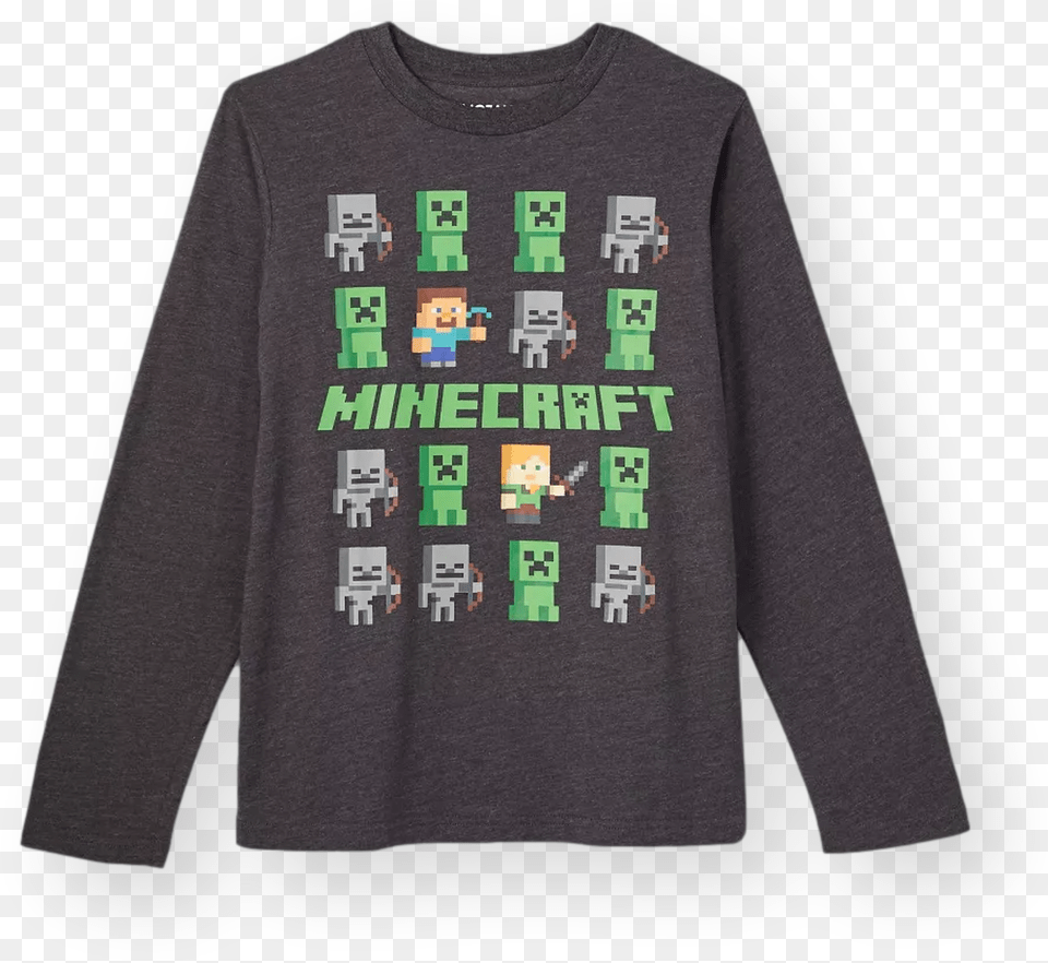 Minecraft Boys Long Sleeve Shirt Long Sleeve, Clothing, Long Sleeve, T-shirt, Knitwear Free Png Download