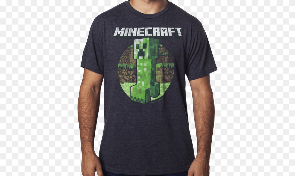 Minecraft Chasing Creeper T Shirt Minecraft Creeper T Shirt Gray Men39s Small Mojang, Clothing, T-shirt Free Png Download