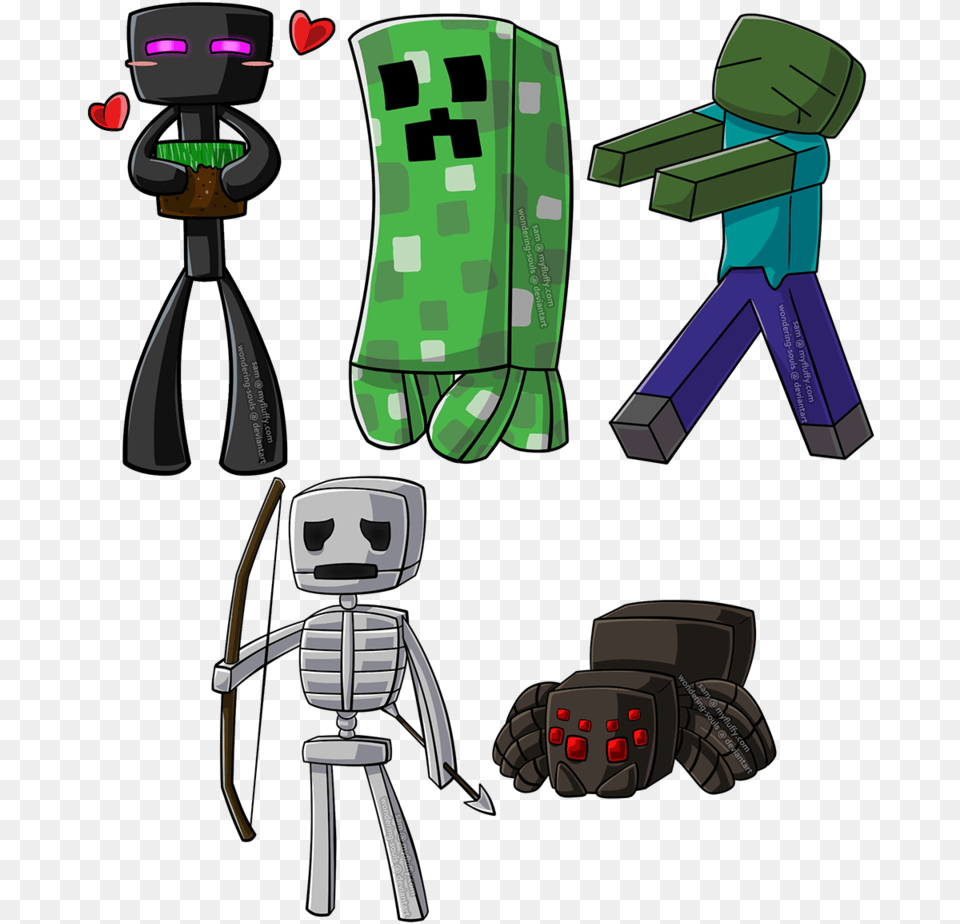 Minecraft Chibi Group By Sambeawesome Zombie Minecraft Fanart, Tripod, Toy, Person, Face Free Png Download