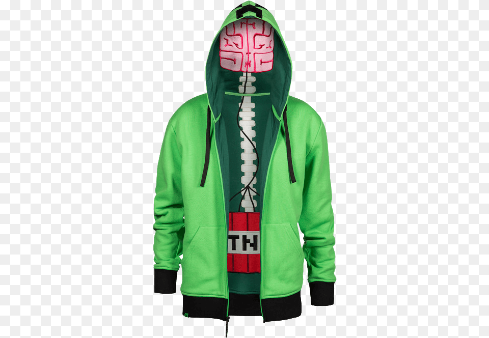 Minecraft Creeper Anatomy Youth Hooded Jacket, Clothing, Hood, Hoodie, Knitwear Png Image