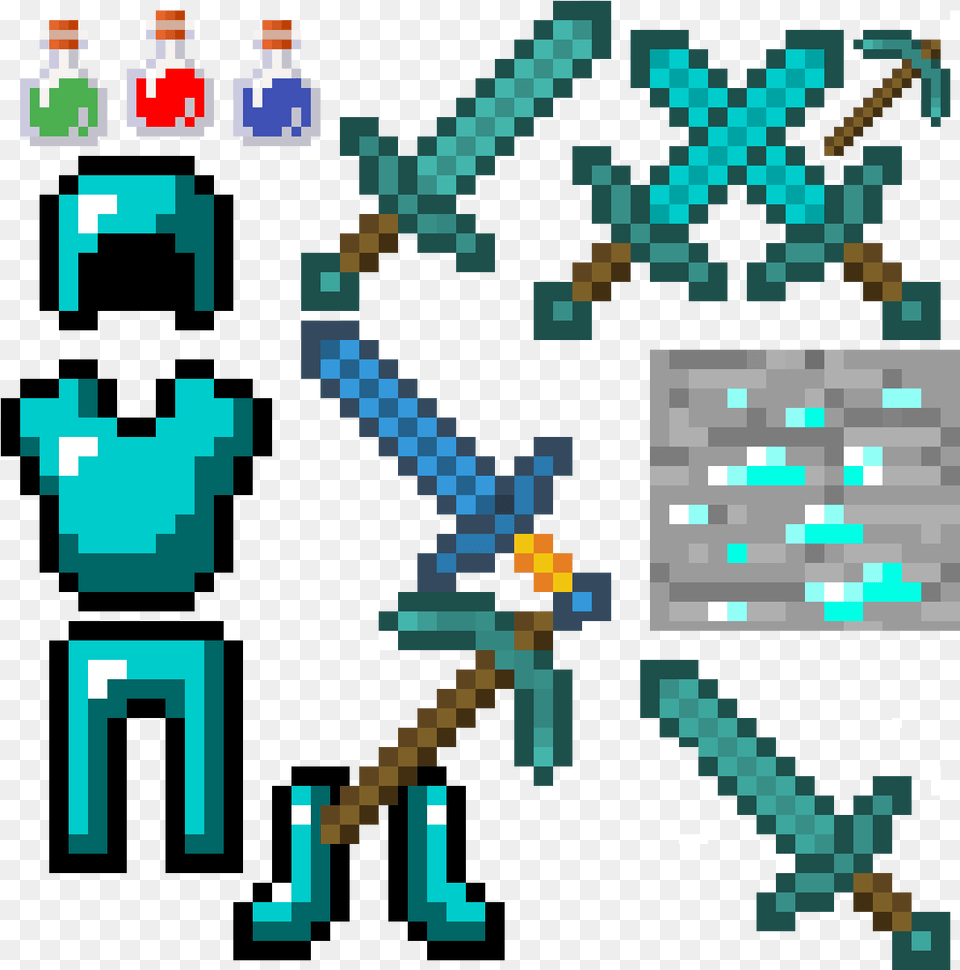 Minecraft Dimoind Swords Like Xspic Axe Sword Potion Minecraft Diamond Armor Free Transparent Png