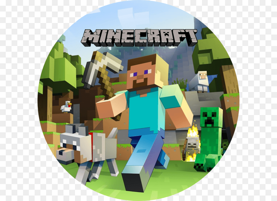 Minecraft Edible Icing Personalized Circle Cake Topper Png Image