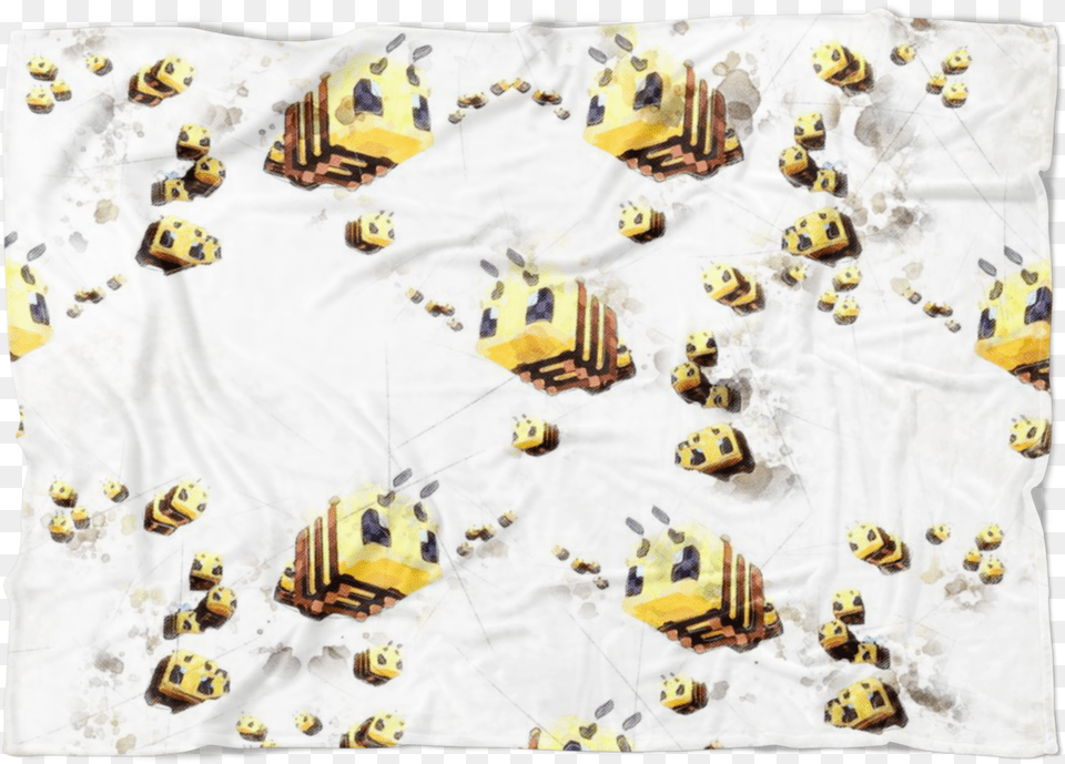 Minecraft Feece Blanket Bees Mix Art White Bed Sheet, Cushion, Home Decor, Outdoors Png