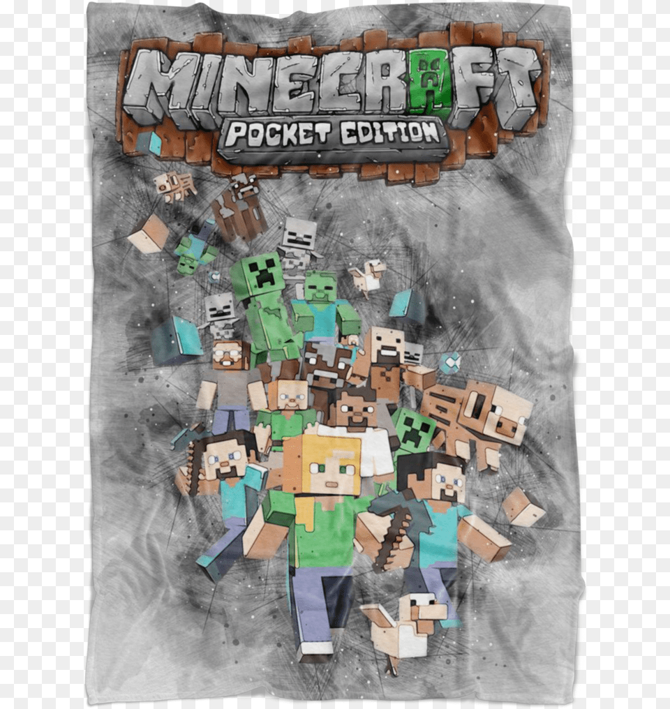 Minecraft Fleece Blanket Sketch Mix Grey Blanket Illustration, Art, Collage, Advertisement, Poster Free Png Download