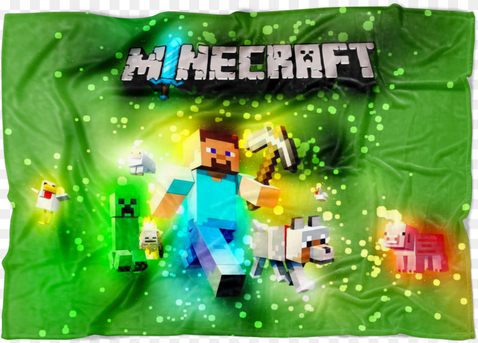 Minecraft Fleece Blanket Steve Brightum Green Poster, Boy, Child, Male, Person Free Png Download