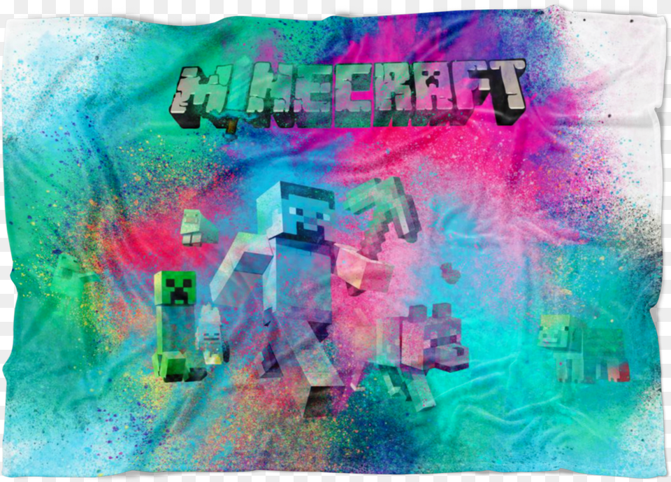 Minecraft Fleece Blanket Steve Color Dust Blue Blanket Minecraft, Purple, Art Free Png