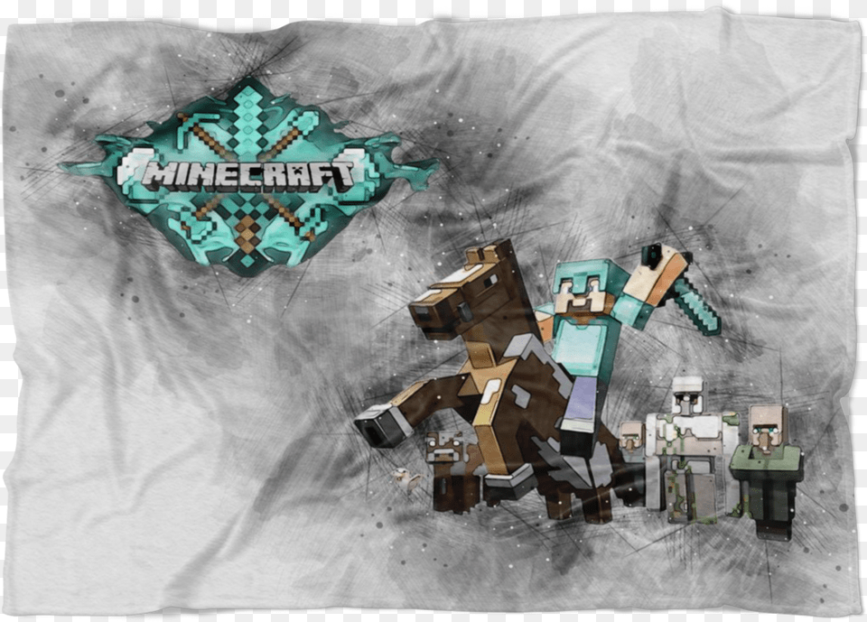 Minecraft Fleece Blanket Steve Diamond Grey Blanket Illustration, Toy, Art, Outdoors, Painting Png