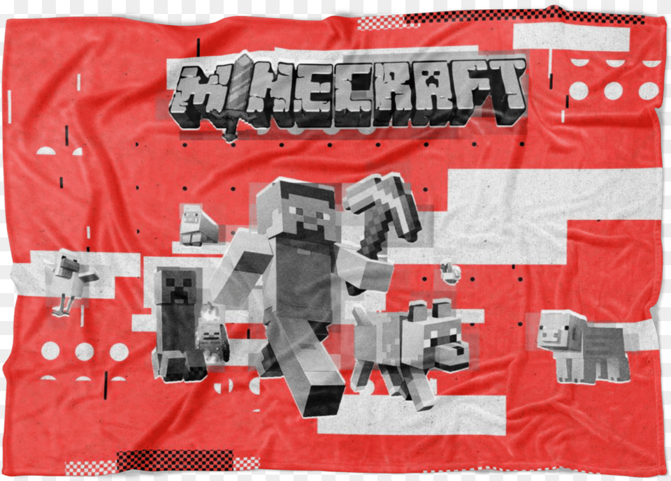 Minecraft Fleece Blanket Steve Diamond Modern Red Blanket Minecraft, Clothing, Shirt, Toy Free Png